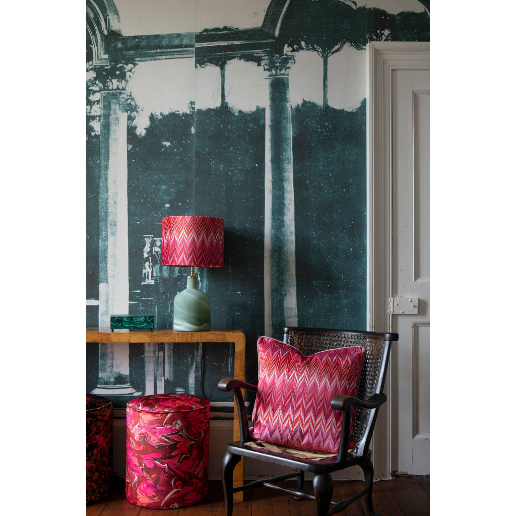 Indian Pink Placard Velvet Stool