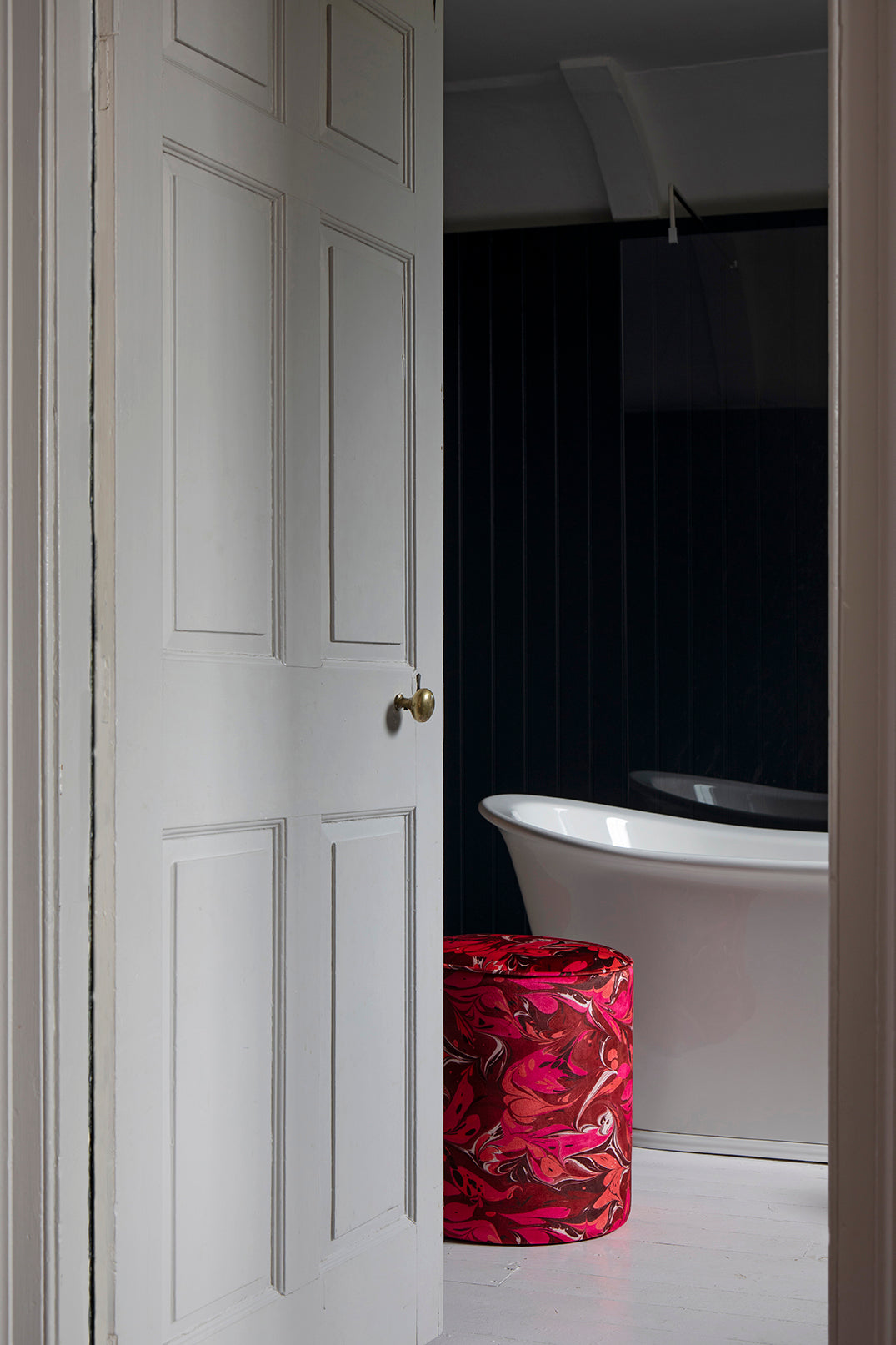 Indian Pink Placard Velvet Stool