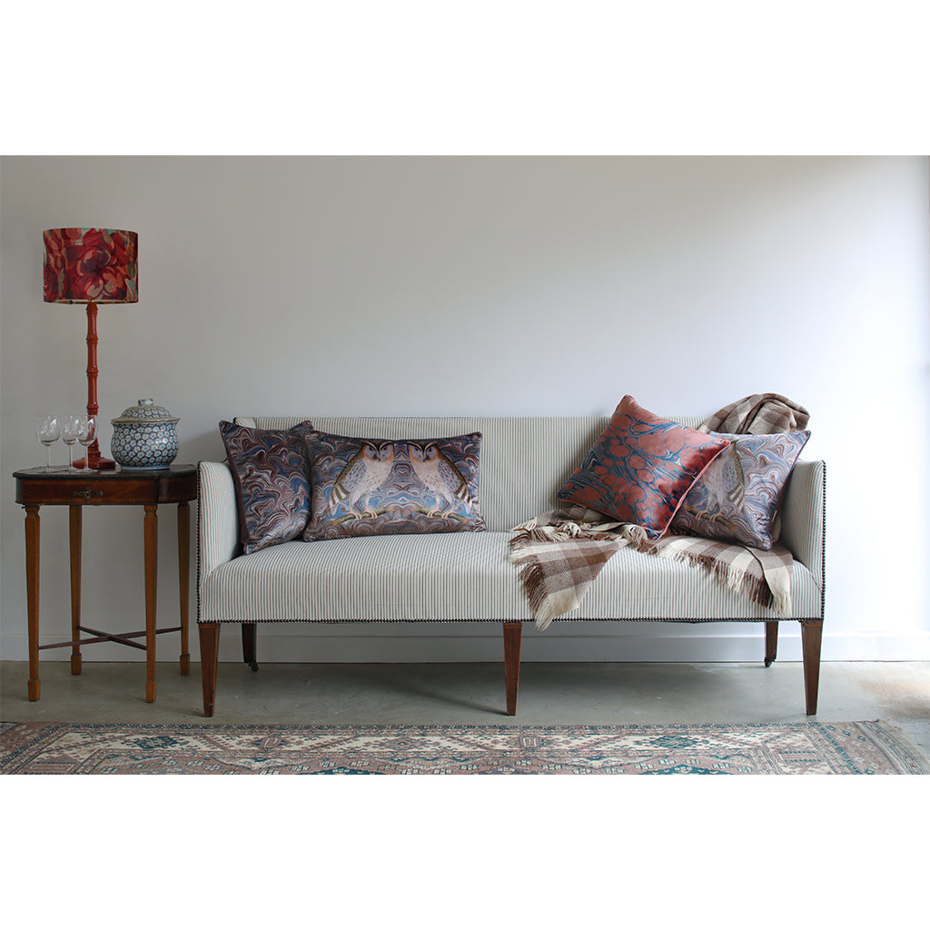 Ink Tobacco Marbled Velvet Square Cushion