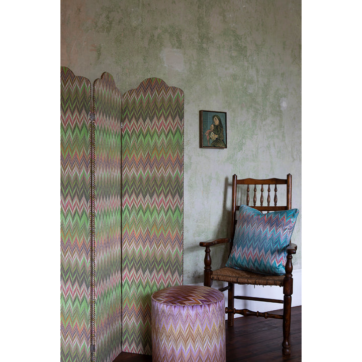 Aqua Scallop Zig Zag Velvet Large Square Cushion