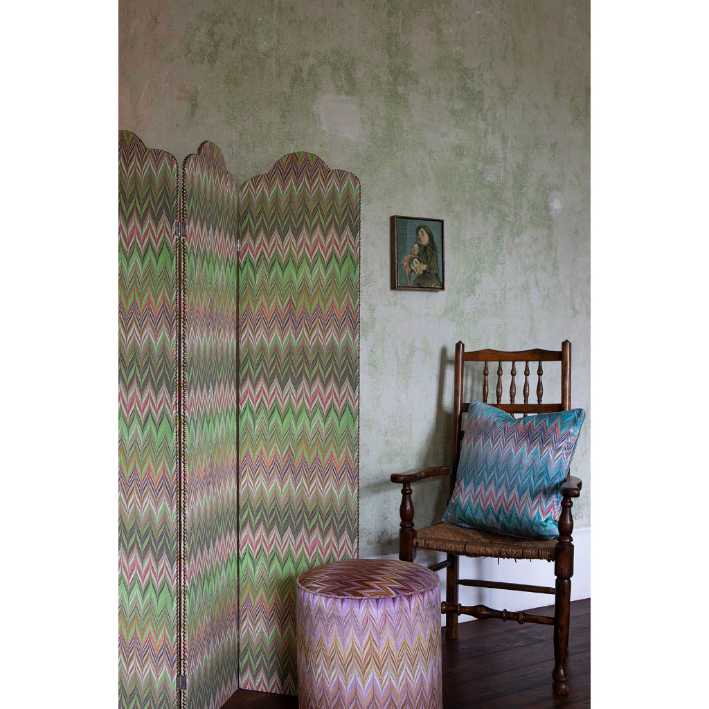 Honey Mustard Zig Zag Velvet Stool