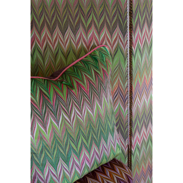Grass Blush Zig Zag Velvet Large Square Cushion