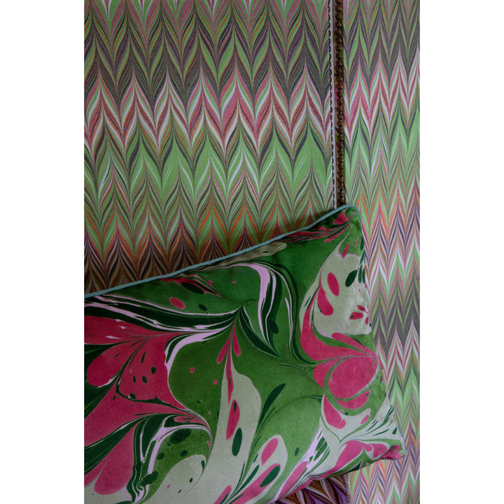 Grass Blush Placard Velvet Large Oblong Cushion
