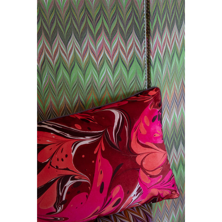 Indian Pink Placard Velvet Large Oblong Cushion