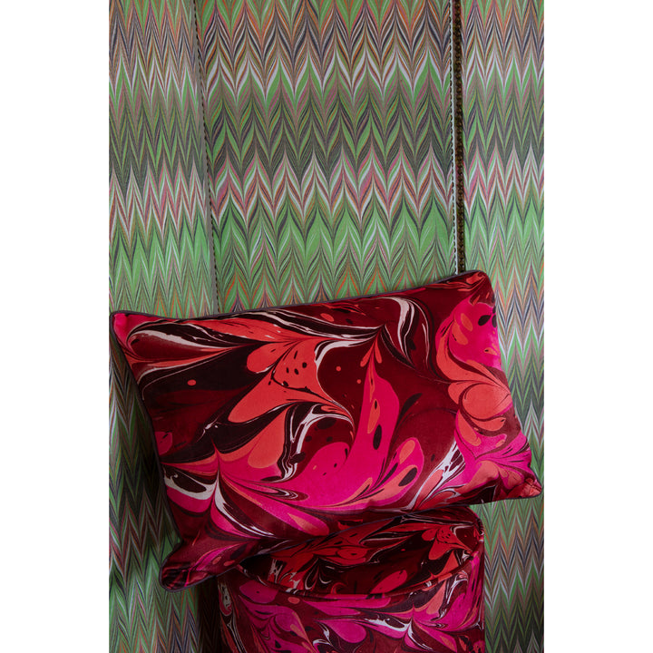 Indian Pink Placard Velvet Large Oblong Cushion