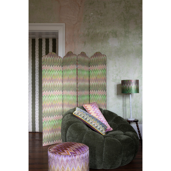 Honey Mustard Zig Zag Velvet Stool
