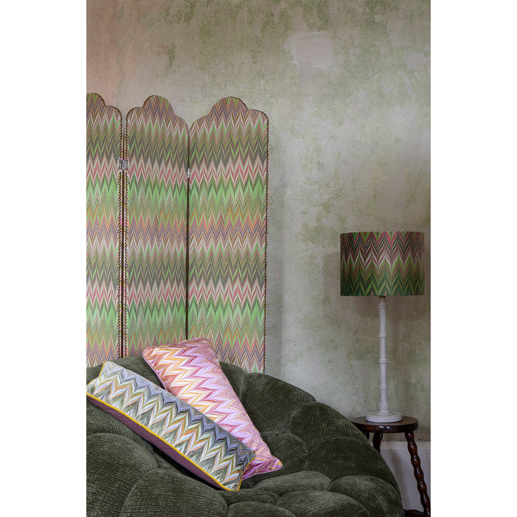 Lemon Dove Zig Zag Velvet Medium Oblong Cushion