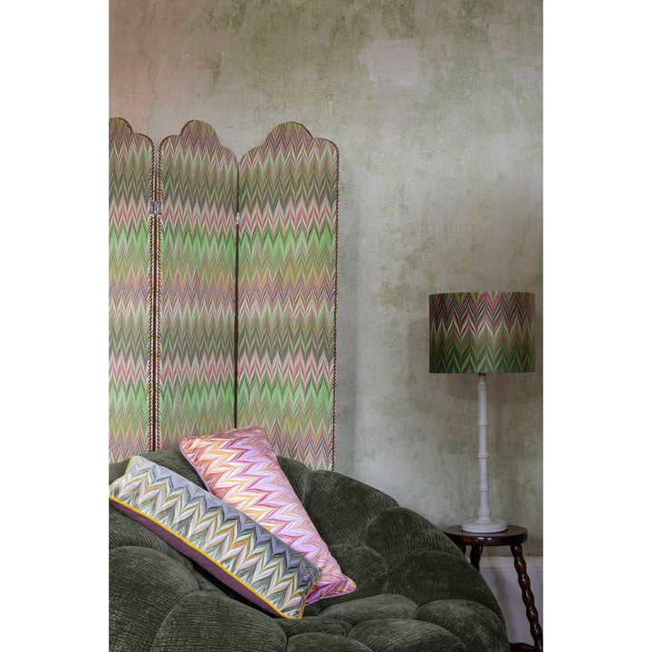 Lemon Dove Zig Zag Velvet Medium Oblong Cushion