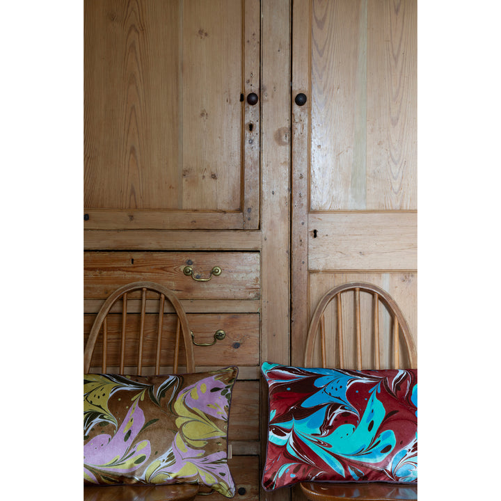 Honey Mustard Placard Velvet Large Oblong Cushion