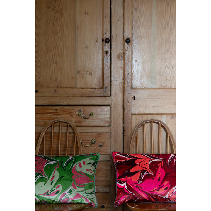 Grass Blush Placard Velvet Large Oblong Cushion