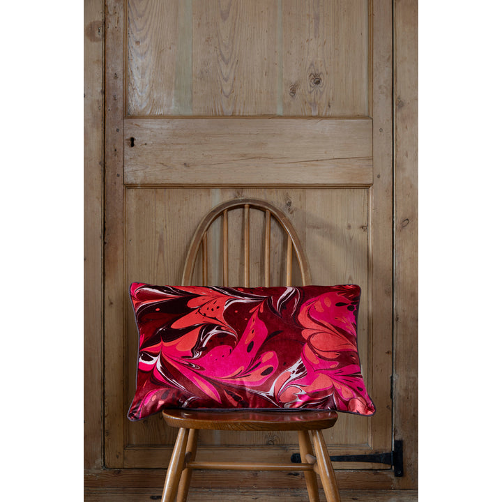 Indian Pink Placard Velvet Large Oblong Cushion