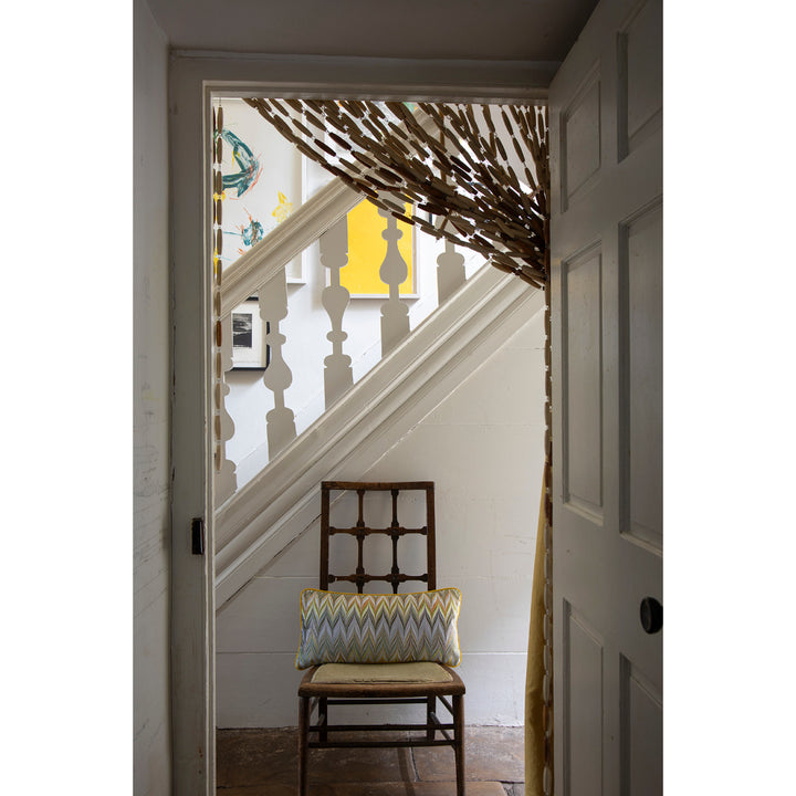 Lemon Dove Zig Zag Velvet Medium Oblong Cushion