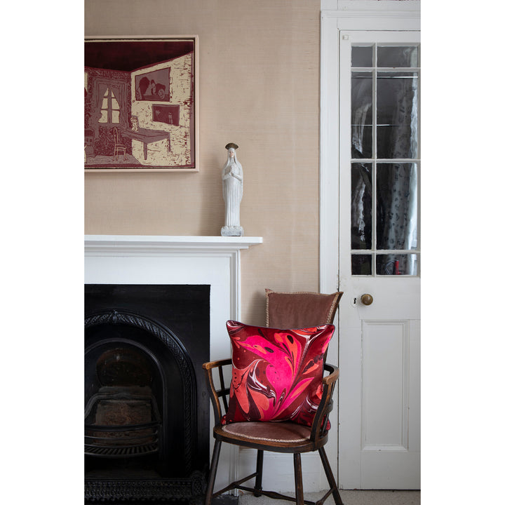 Indian Pink Placard Velvet Square Cushion