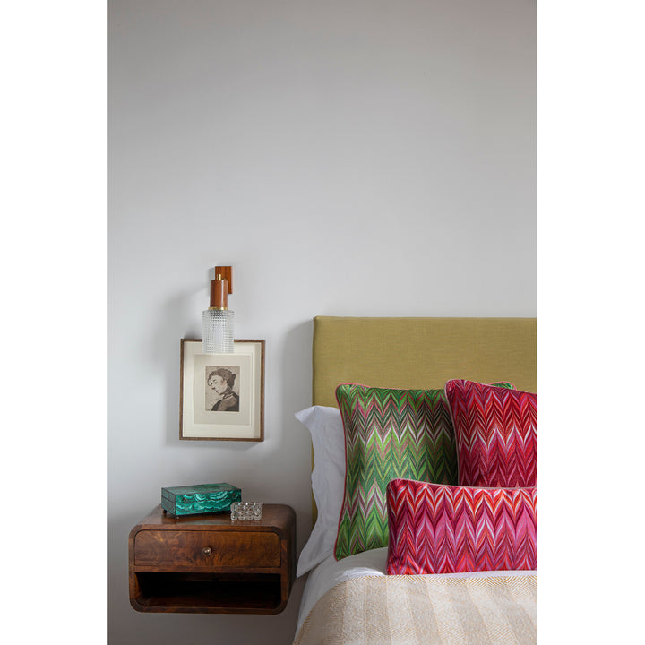 Indian Pink Zig Zag Velvet Medium Oblong Cushion