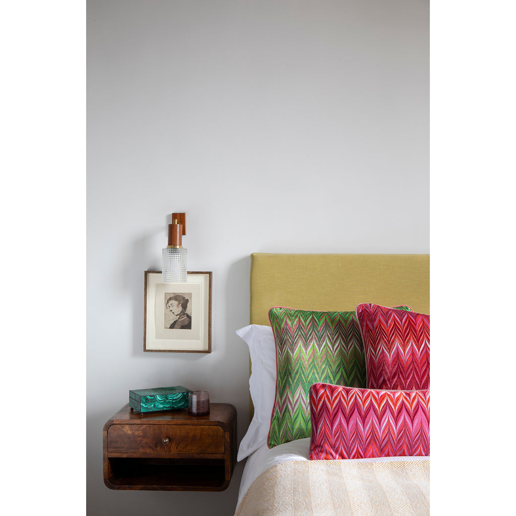 Grass Blush Zig Zag Velvet Large Square Cushion