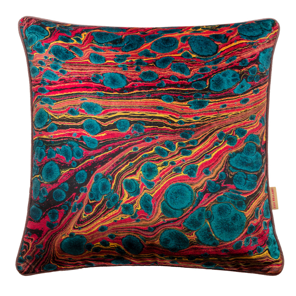 Multicoloured velvet cushion