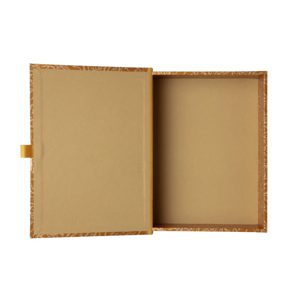 A4 open box file with coral pattern in orange and cream
