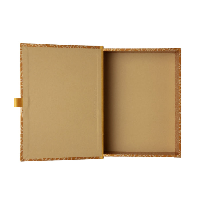 A4 open box file with coral pattern in orange and cream