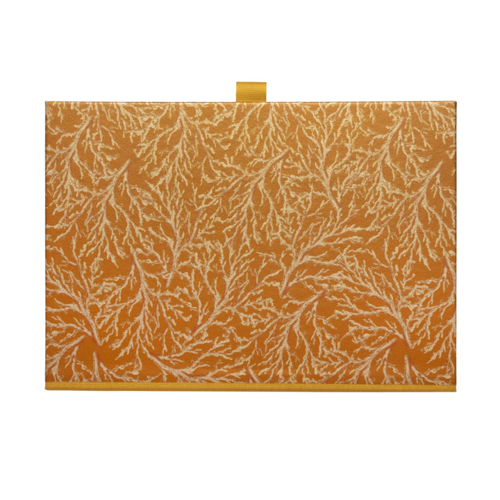 A4 box file with coral pattern in orange and cream