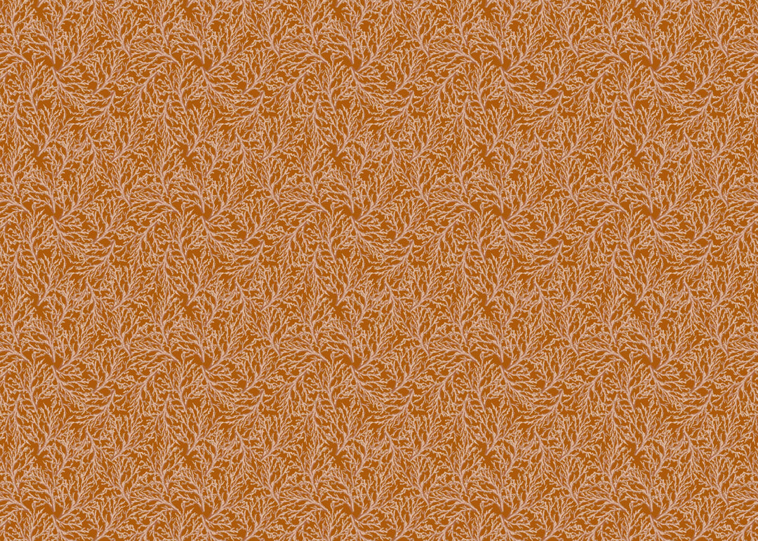 Coral pattern fabric in orange and cream tones