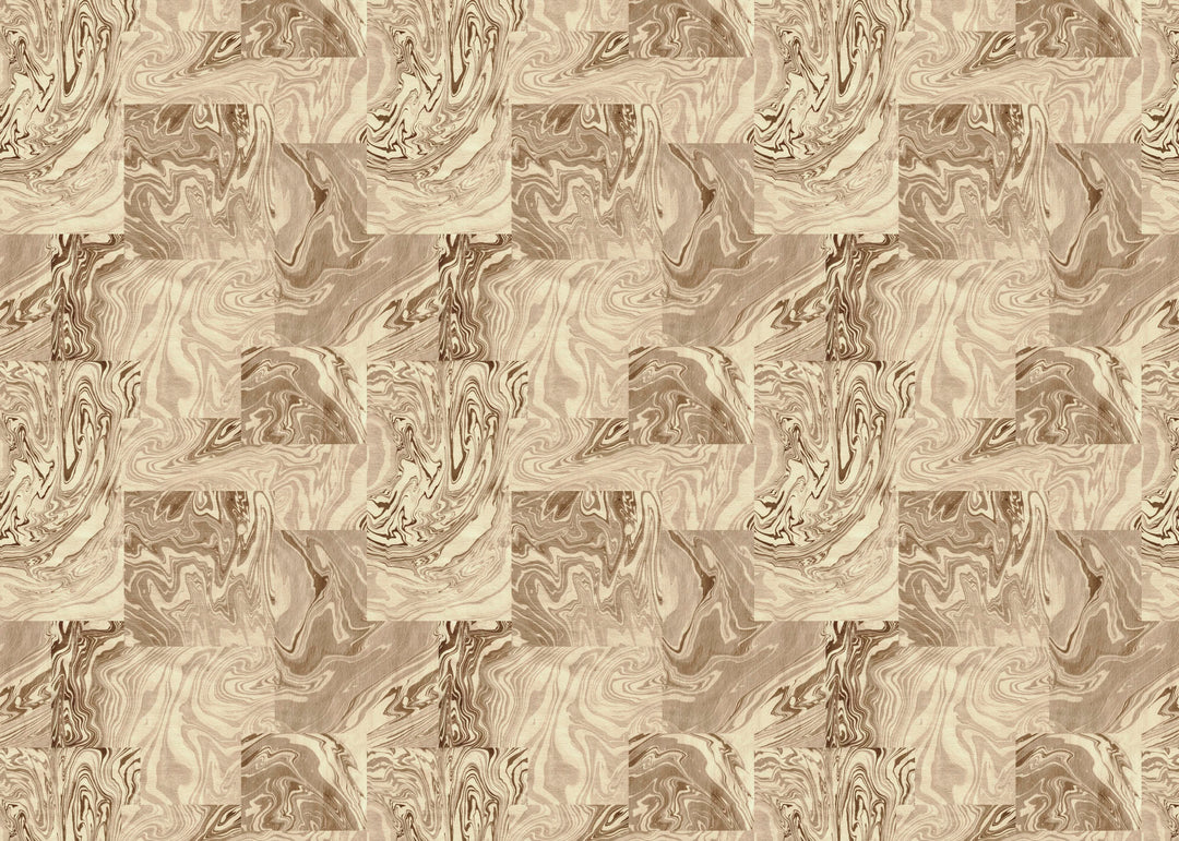 Marbled patterned linen fabric with swirling design in shades of blue and white