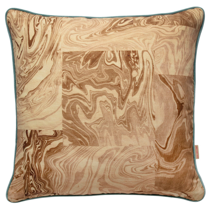 Antique Block Swirl Large Linen Square Cushion