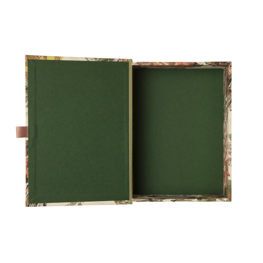 Floral patterned box file on white background