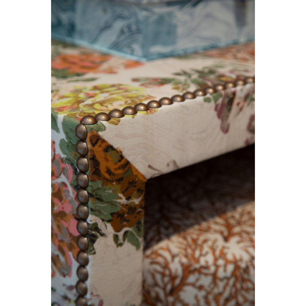 Apricot Rose Marbled Linen Fabric