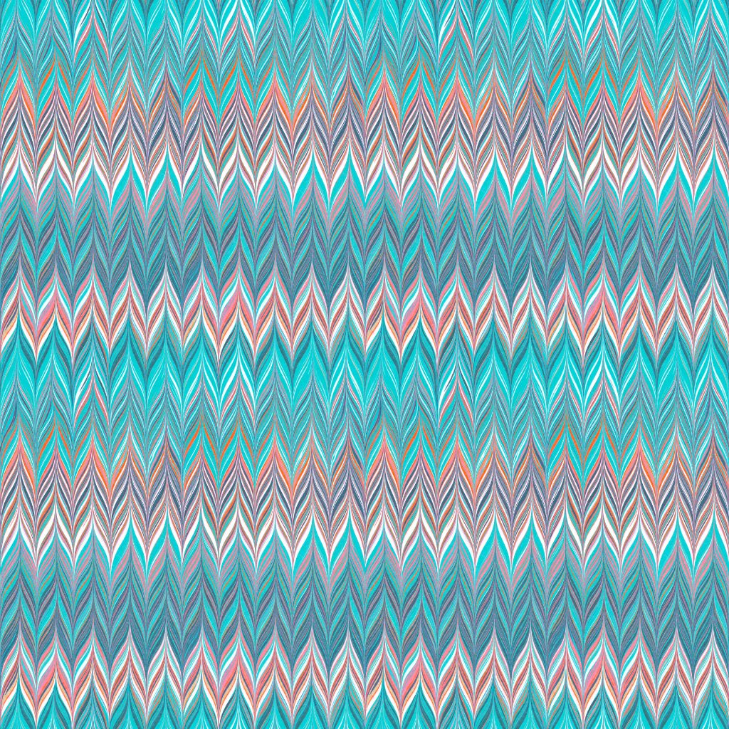 Aqua Scallop Zig Zag Linen Fabric
