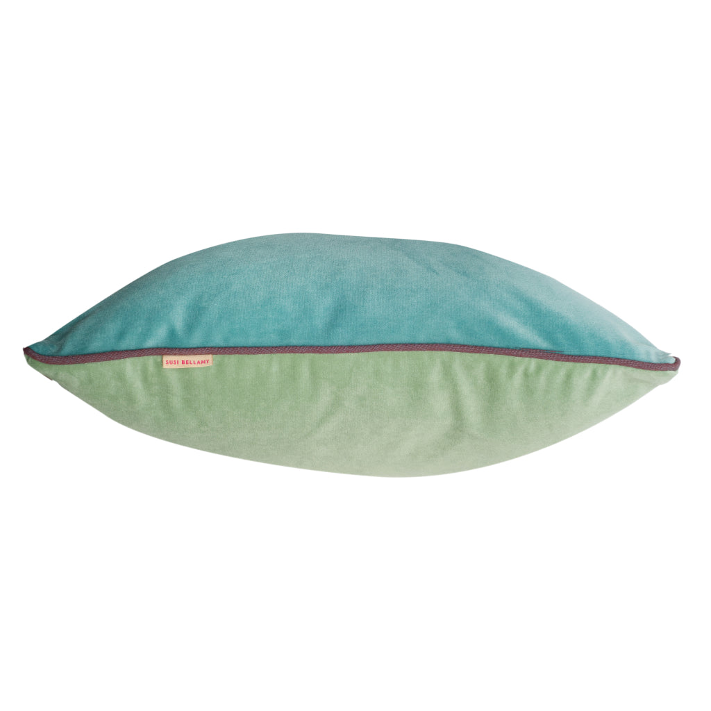 Aqua & Celadon Double-Sided Plain Cushion