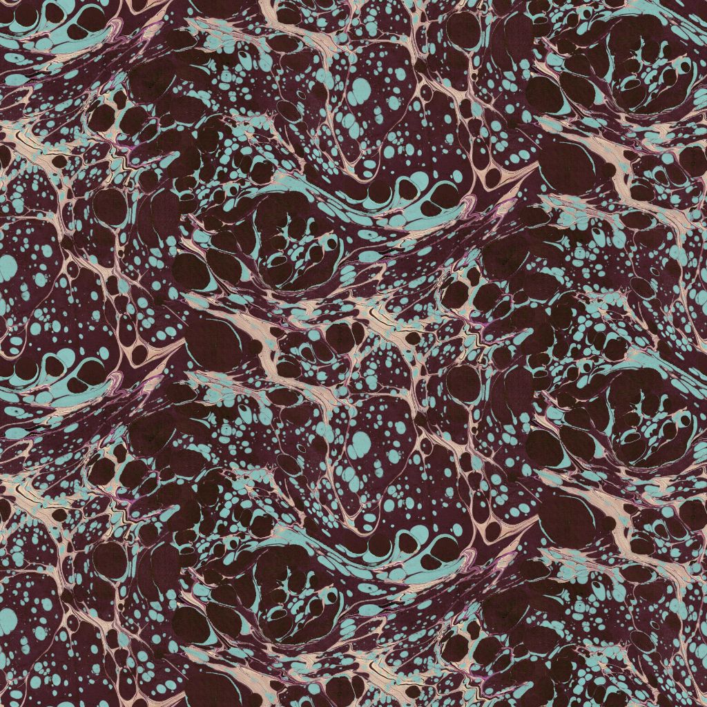 Aubergine Azure Marbled Velvet Fabric