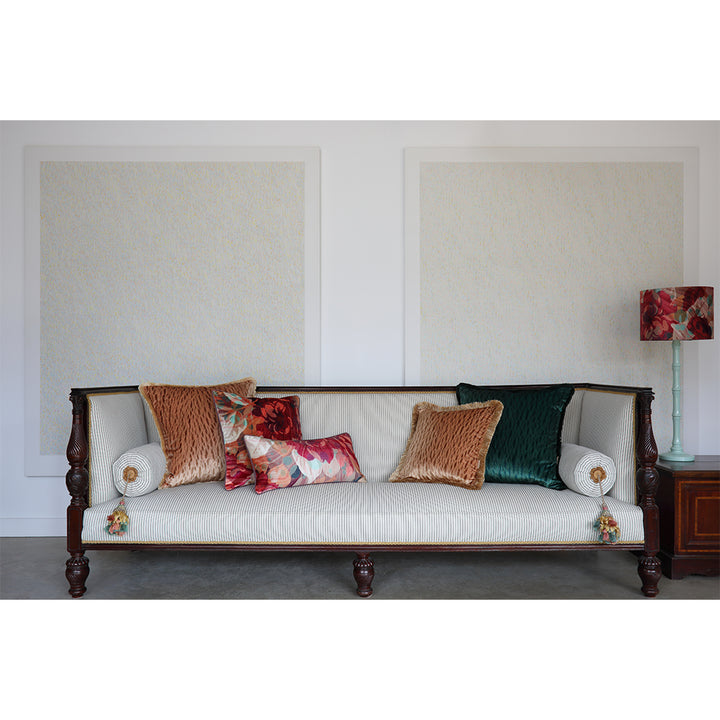 Autumn rose marbled velvet bolster cushion for sofa, sofa arrangement of velvet cushions