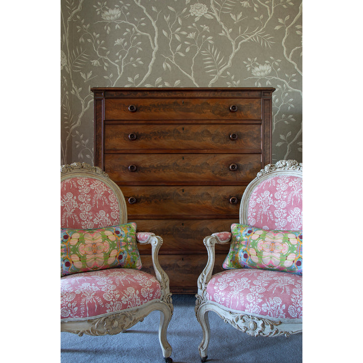 Beige Ripple Kaleidoscope Marbled Linen Medium Oblong Cushion