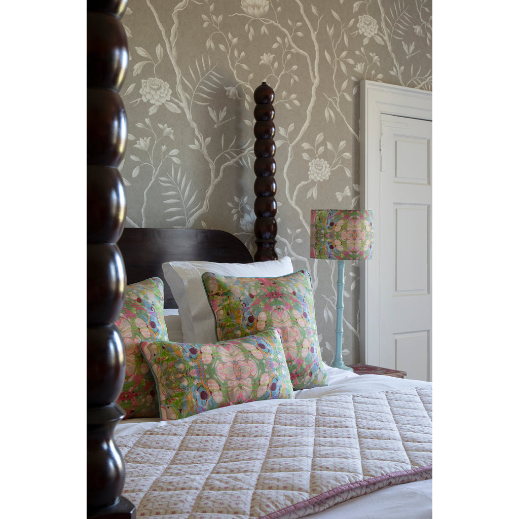 Beige Ripple Kaleidoscope Marbled Linen Square Cushion