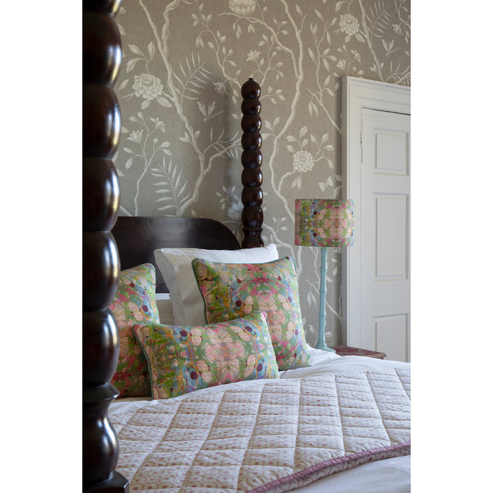 Beige Ripple Kaleidoscope Marbled Linen Square Cushion