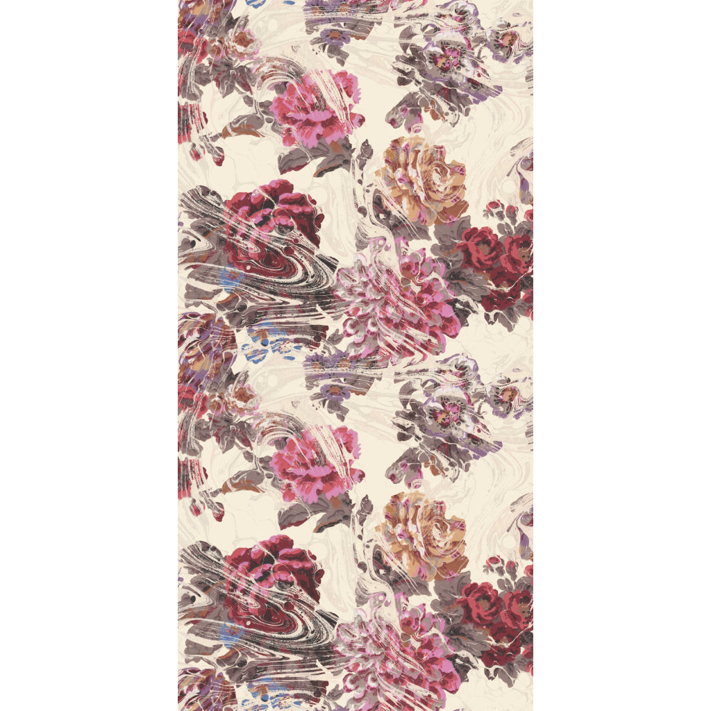 Floral patterned wallpaper design on white background