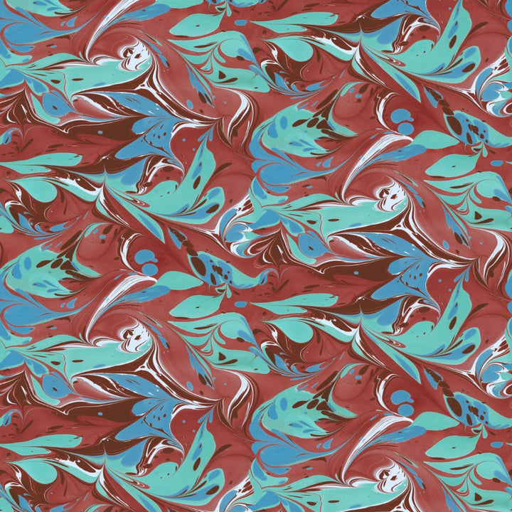 Brick Aqua Placard Velvet Fabric