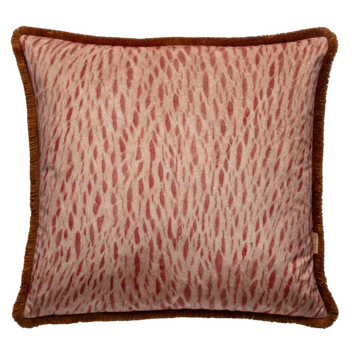 Ruched Cantaloupe Veneer Velvet Large Square Cushion