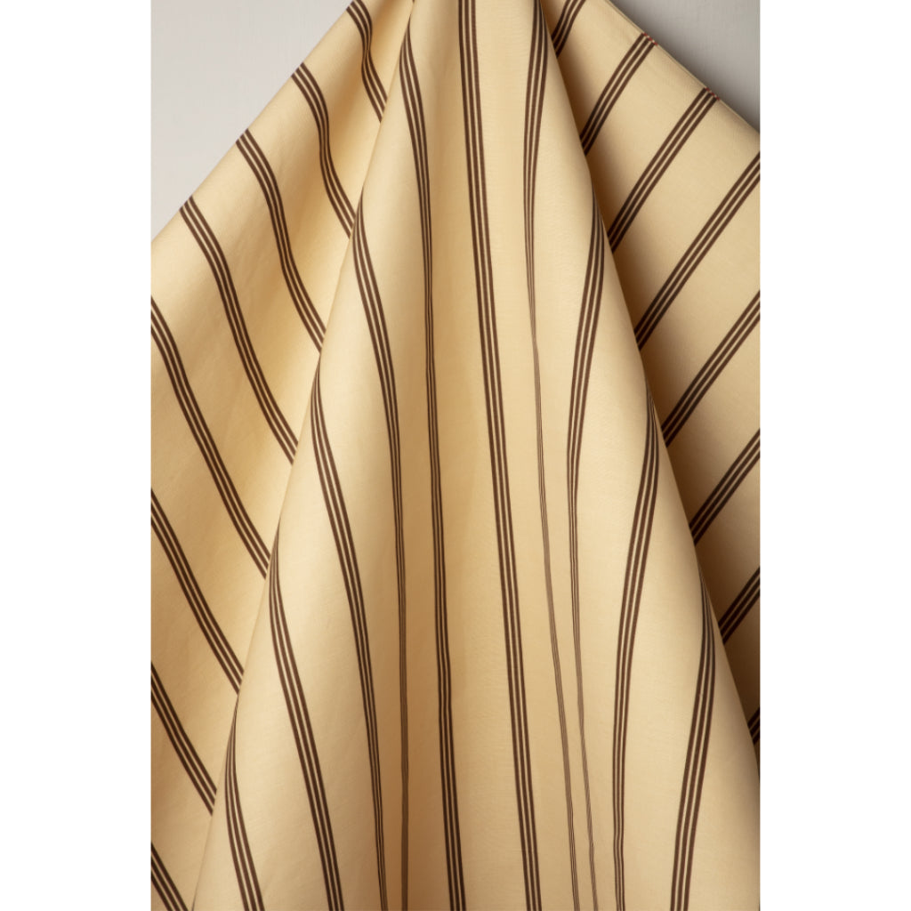 Chocolate Brown Vintage Stripe Linen Fabric