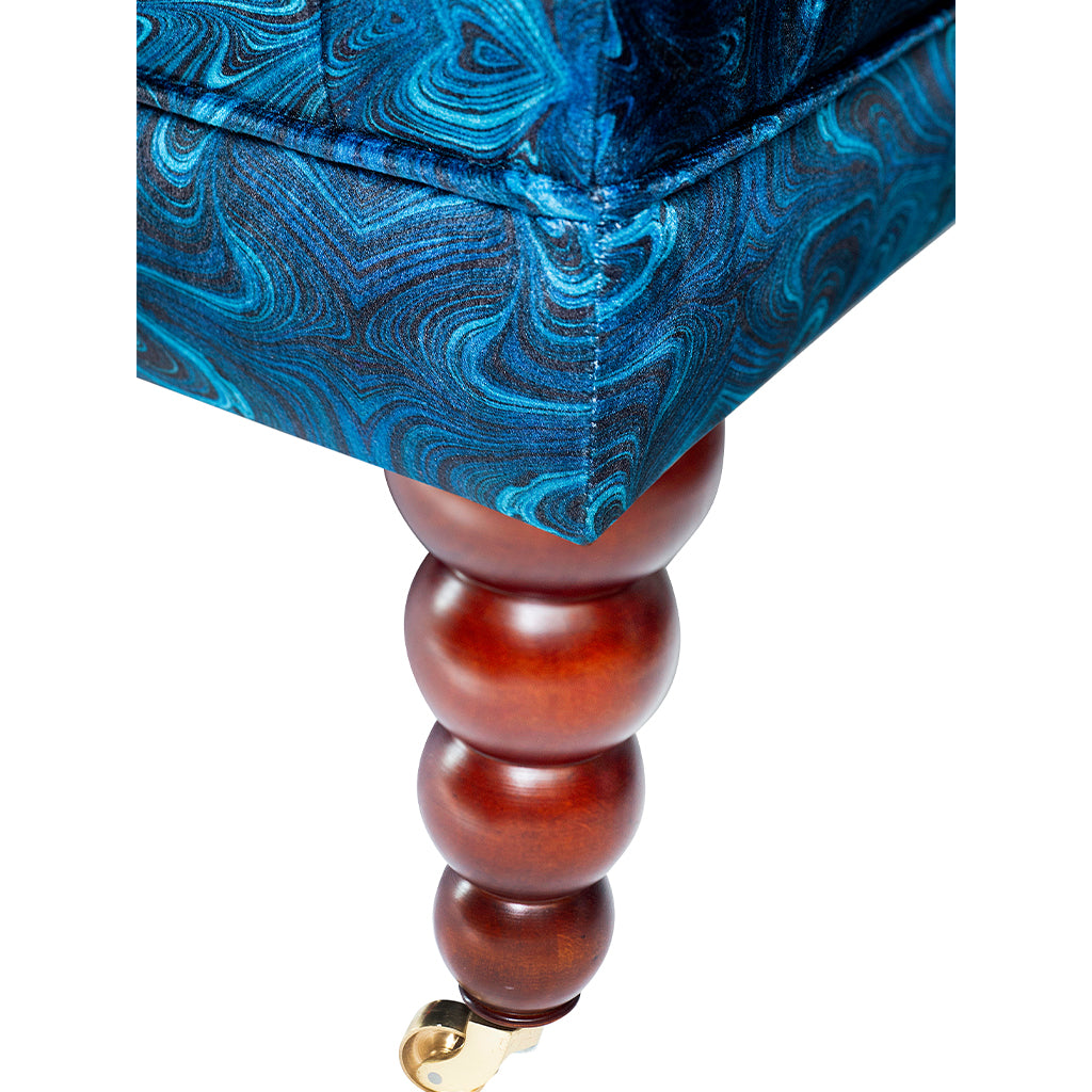 Cobalt Strata Upholstered Ottoman