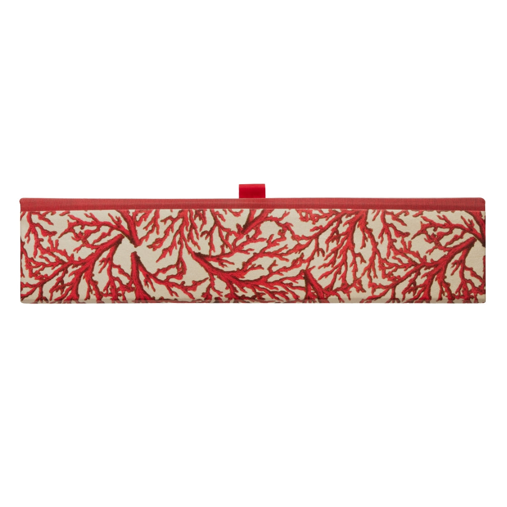 Red and white box file with coral pattern
