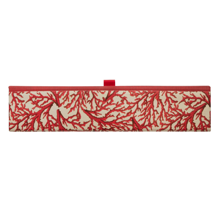 Red and white box file with coral pattern