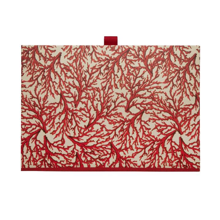 Red and white box file with coral pattern
