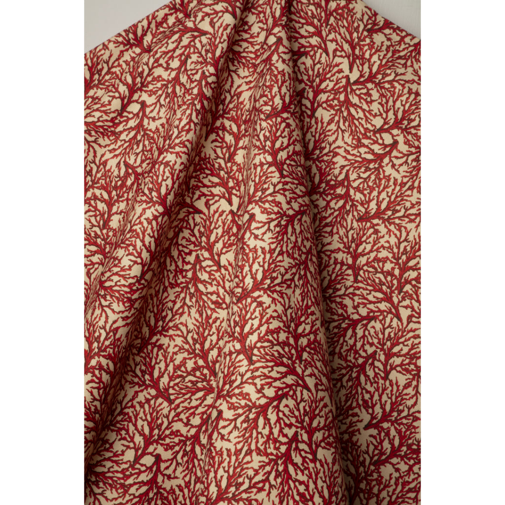 Coral pattern fabric in red and cream