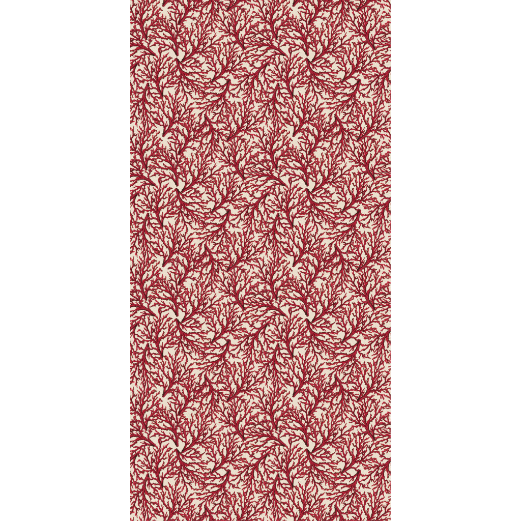 Red and cream coral patterned wallpaper on a white background