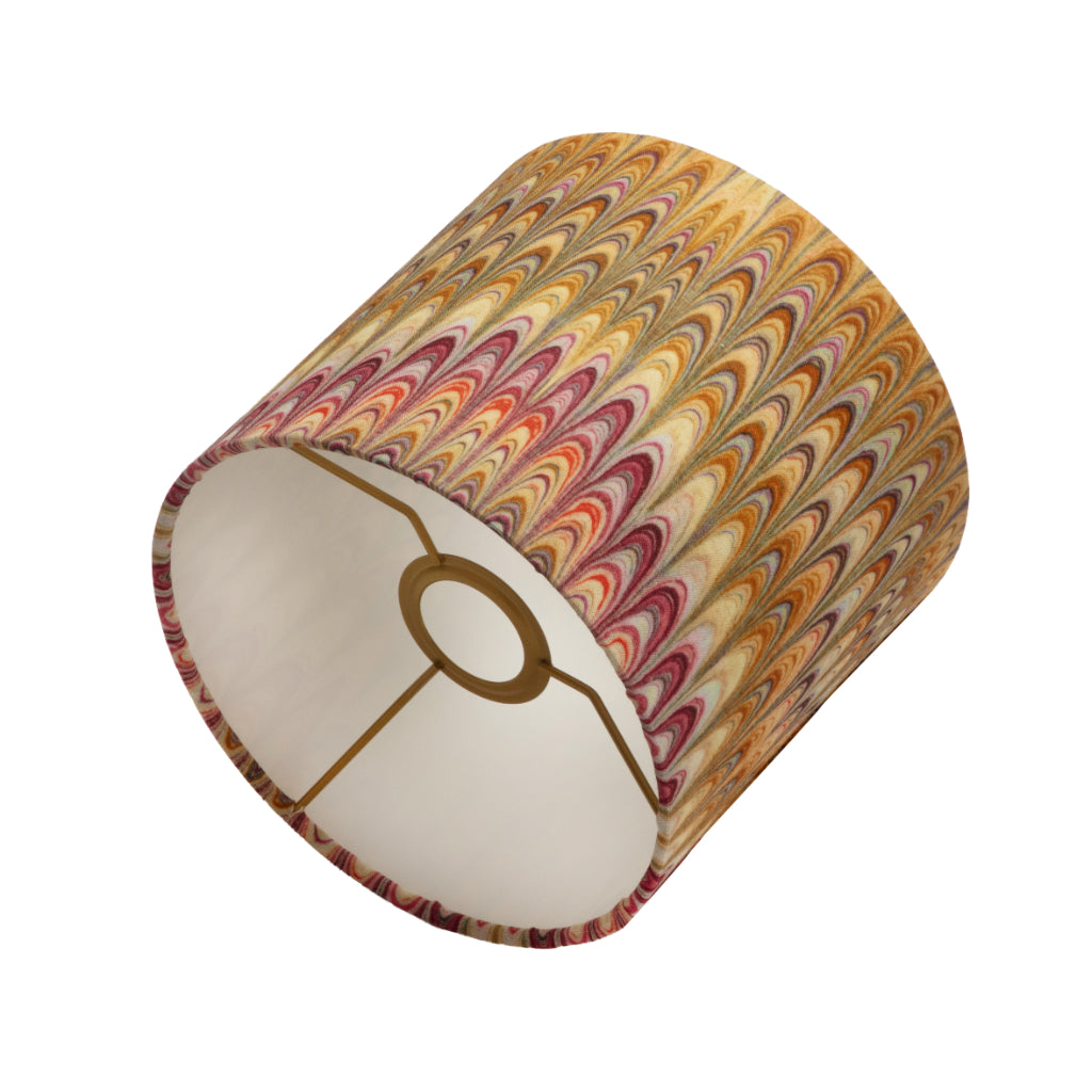 Marbled small cotton lampshade with a white interior on a white background