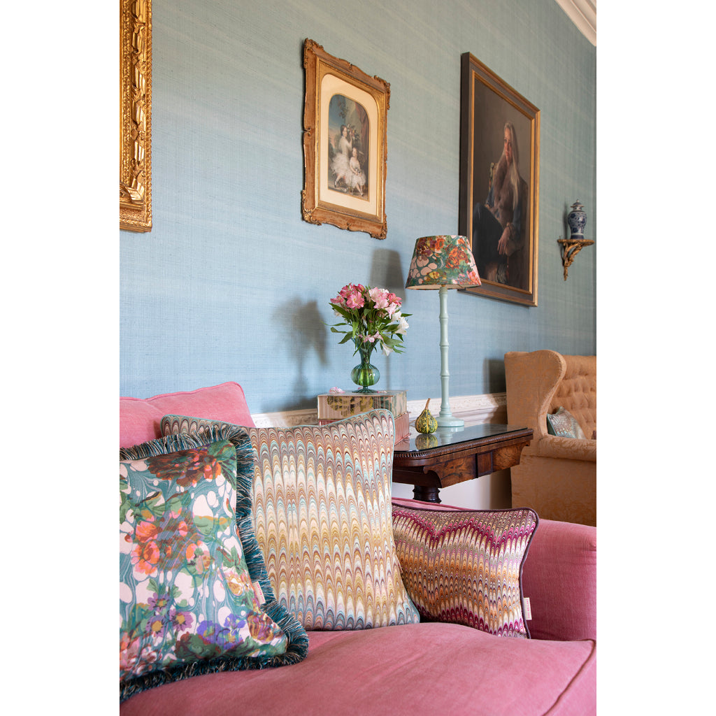 Dahlia Plumes Piped Medium Oblong Linen Cushion