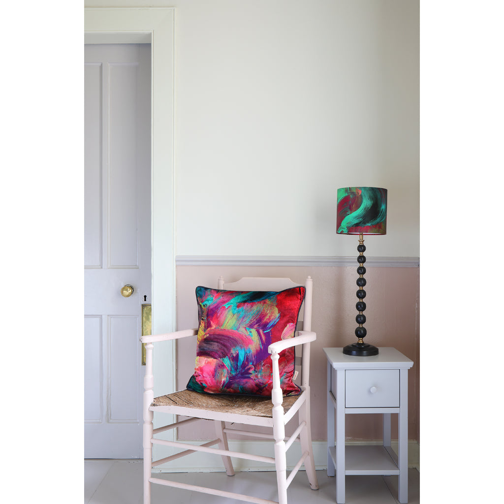 Emerald Streaks Velvet Square Cushion