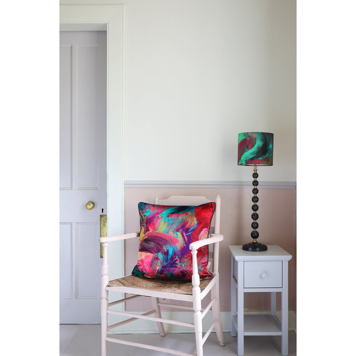 Emerald Streaks Velvet Square Cushion