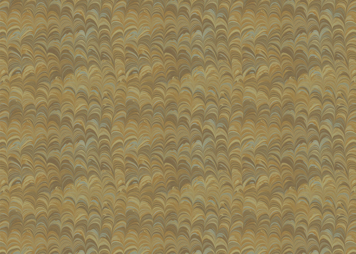 Marbled patterned fabric in a comb design in brown, beige and pale blue tones